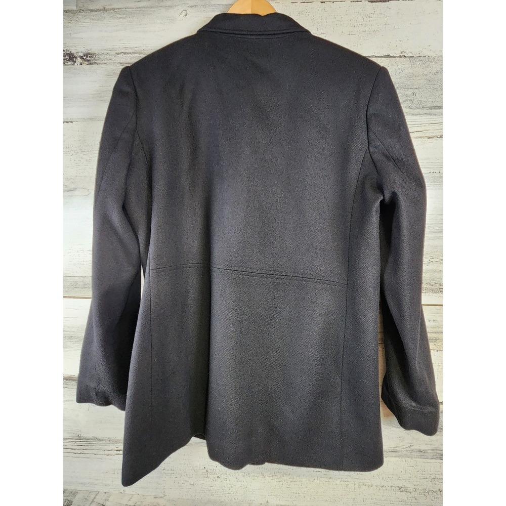 Sag Harbor Wool Coat Women Size 10 Black Pure New Wool Button Front Blazer Good - Picture 6 of 11